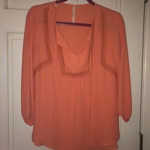 Coral long sleeve blouse